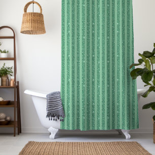 Classic Jade Green Glitter Style Vertical Stripes Shower Curtain