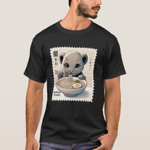 Classic Japanese Art Postage Stamp Noodles Panther T-Shirt