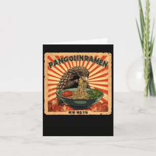 Classic japanese art stamp noodles pangolin ramen card