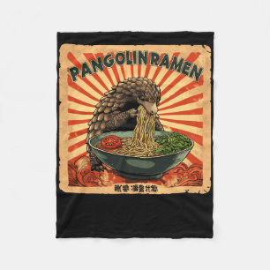 Classic japanese art stamp noodles pangolin ramen fleece blanket