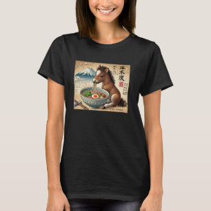 Classic Japanese Mt. Fuji Noodles Cute Horse Foal  T-Shirt