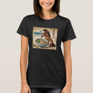 Classic Japanese Mt. Fuji Noodles Cute Horse Foal T-Shirt