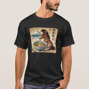 Classic Japanese Mt. Fuji Noodles Cute Horse Foal T-Shirt