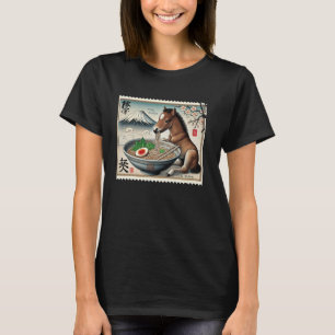 Classic Japanese Mt. Fuji Noodles Cute Horse Foal T-Shirt