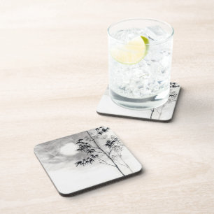 Classic japanese sumi-e painting art bamboo moon coaster