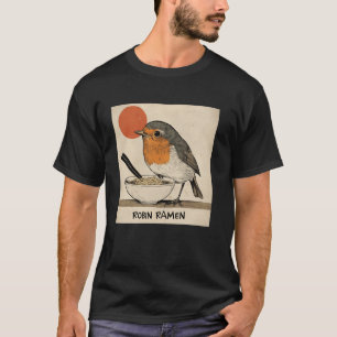 Classic Japanese Sunset Art Noodles Wildlife Robin T-Shirt