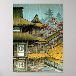Classic japanese temple painting poster