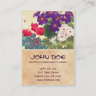 Classic japanese vintage watercolor flowers art business card