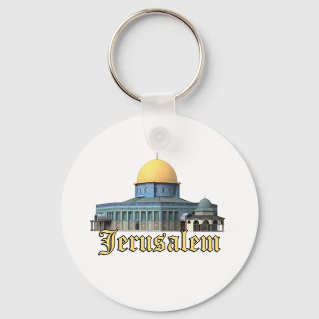 Classic Jerusalem Dome of The Rock Design Key Ring (Front)