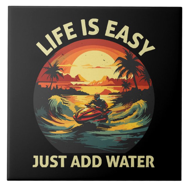 Classic Jet Ski skier Ceramic Tile (Front)