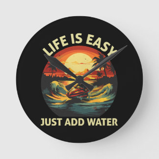 Classic Jet Ski skier Round Clock