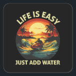 Classic Jet Ski skier Square Sticker<br><div class="desc">Classic Jet Ski skier</div>