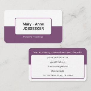 Classic Job Seeker 2 Coloured Elegant Purple Plum Business Card