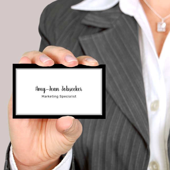 Classic Job Seeker Black Frame Simple Minimalist Business Card (Creator Uploaded)