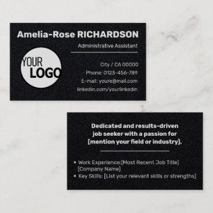 Classic Job Seeker Logo Template Black Kraft Paper Business Card