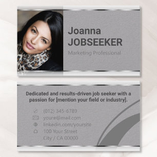 Classic Job Seeker Minimal Elegant Plain Grey Business Card