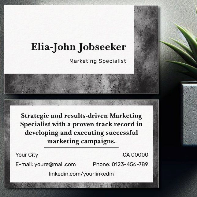 Classic Job Seeker Simple Minimalist Grey Stone Business Card (Creator Uploaded)