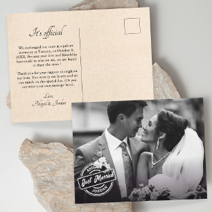 Classic just married photo  announcement postcard
