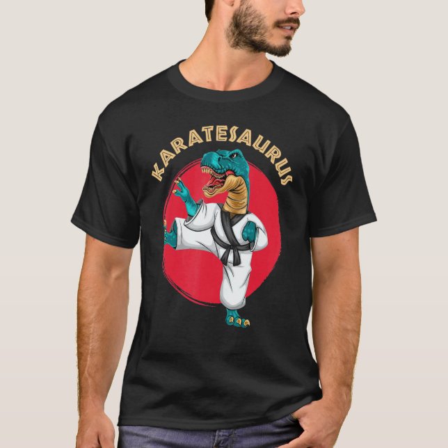 Classic Karatesaurus Funny Karate Dinosaur T-Shirt (Front)