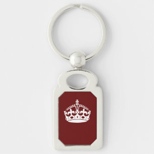 Classic Keep Calm Crown on Burgundy Red Key Ring