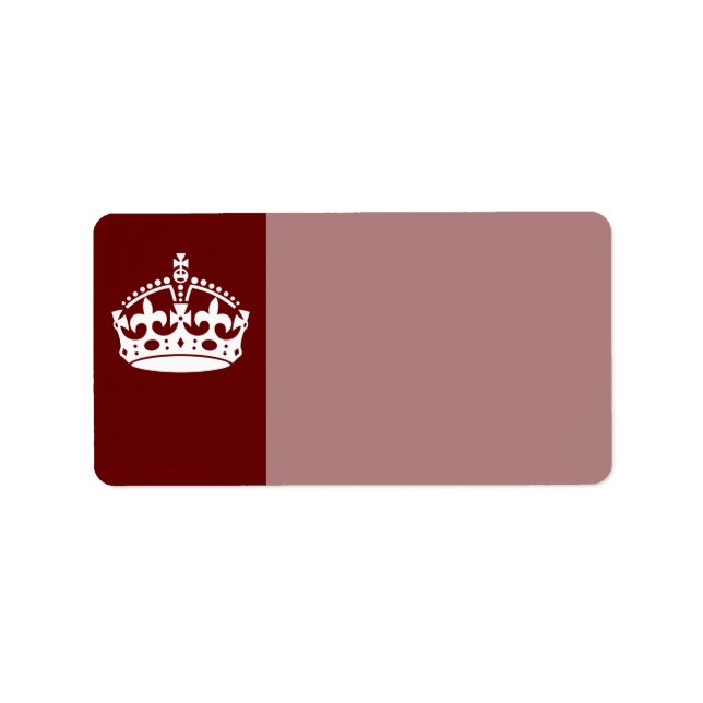 Classic Keep Calm Crown on Burgundy Red Label (Front)
