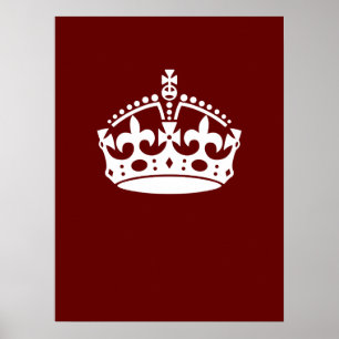 Classic Keep Calm Crown on Burgundy Red Poster