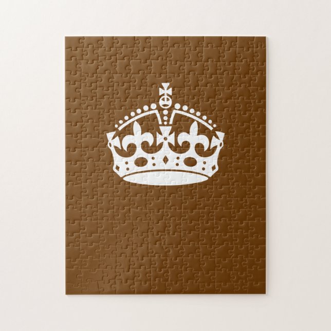 Classic Keep Calm Crown on Chocolate Brown Jigsaw Puzzle (Vertical)