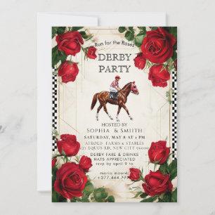 Classic Kentucky Derby Party Invitation Red Roses 