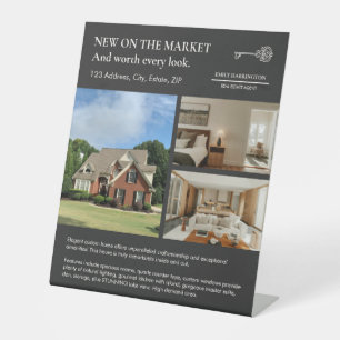 Classic Key Listing Neutral Real Estate Agent Pedestal Sign