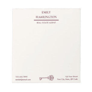 Classic Key Maroon Real Estate Agent Notepad