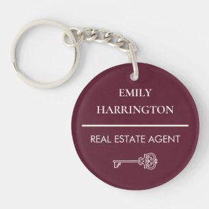 Classic Key Maroon Real Estate Agent Ring