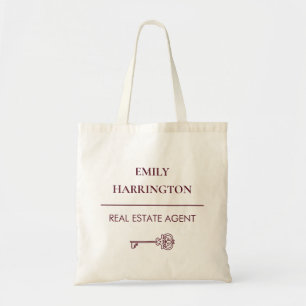 Classic Key Maroon Real Estate Agent Tote Bag