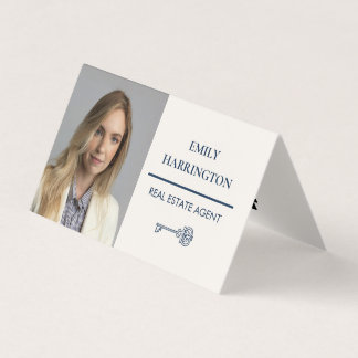 Classic Key QR Code Ivory Real Estate Agent Business Card