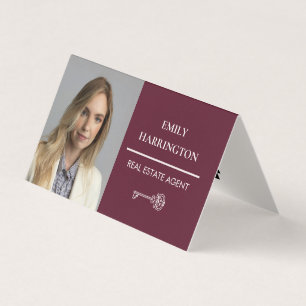 Classic Key QR Code Maroon Real Estate Agent Business Card