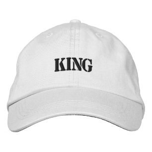 Classic King Embroidered Cap in White Cotton Hat