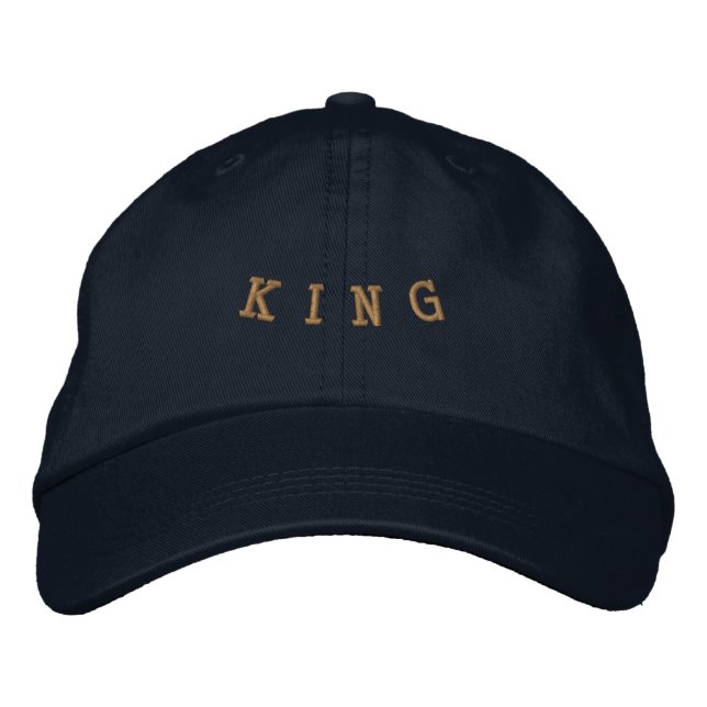 Classic King Text Navy Modern Casual Adjustable Embroidered Hat (Front)