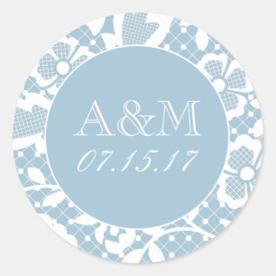 Classic Lace Monogrammed Wedding Sticker