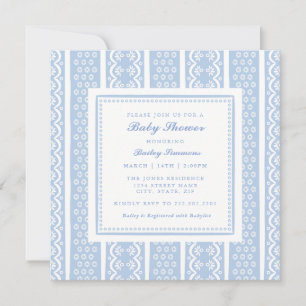Classic Lace Stripe Baby Shower Invitation