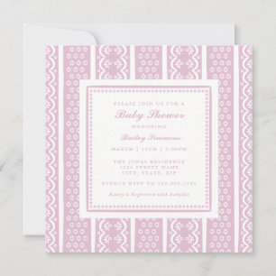 Classic Lace Stripe Baby Shower Invitation