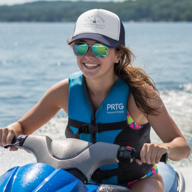 Classic Lake Bachelorette Girls Weekend  Trucker Hat (Kick back at the lake with this coastal Classic Lake Bachelorette Girls Weekend Trucker Hat!)