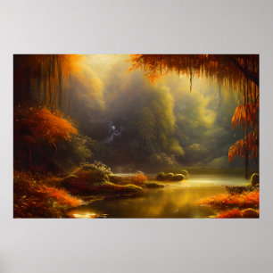 Classic landscape beautiful Colours golden autumn  Poster