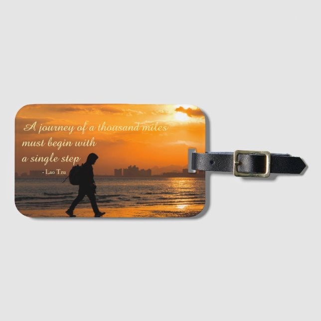 Classic Lao Tzu Journey Quote Luggage Tag (Front Horizontal)