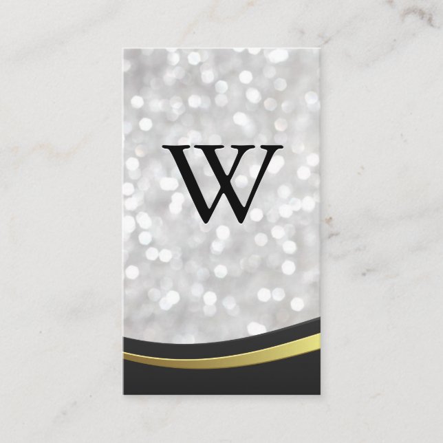 Classic Large Monogram | Bokeh | Wave Design Business Card (Front)
