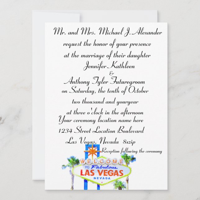 Classic Las Vegas Wedding Invitation (Front)