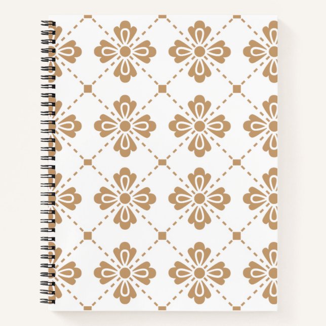"Classic Lattice" Geometric Floral Hardcover  Notebook (Front)