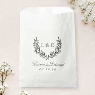Classic Laurel Wedding Initial Monogram Favour Bag