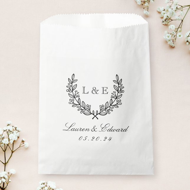Classic Laurel Wedding Initial Monogram Favour Bag (Creator Uploaded)