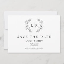 Classic Laurel Wreath Monogram Save the Date 