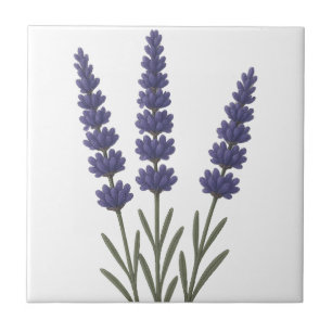 Classic Lavender Botanical Art Design Ceramic Tile