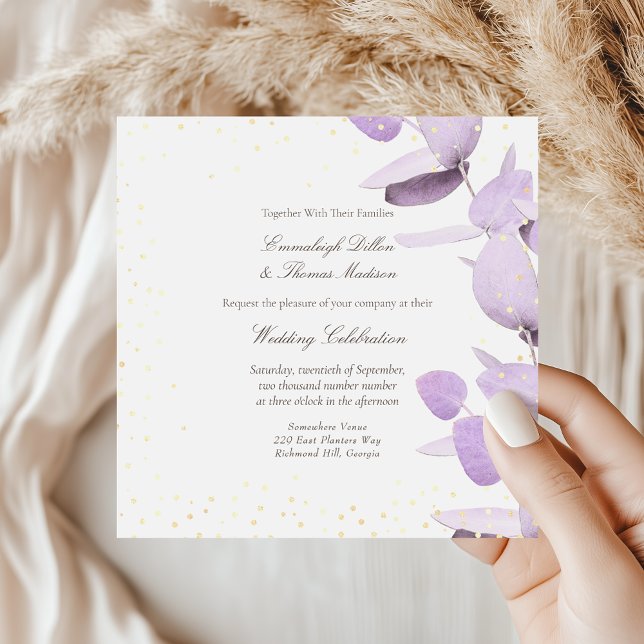 Classic Lavender Eucalyptus Glitter Wedding Invita Invitation (Creator Uploaded)